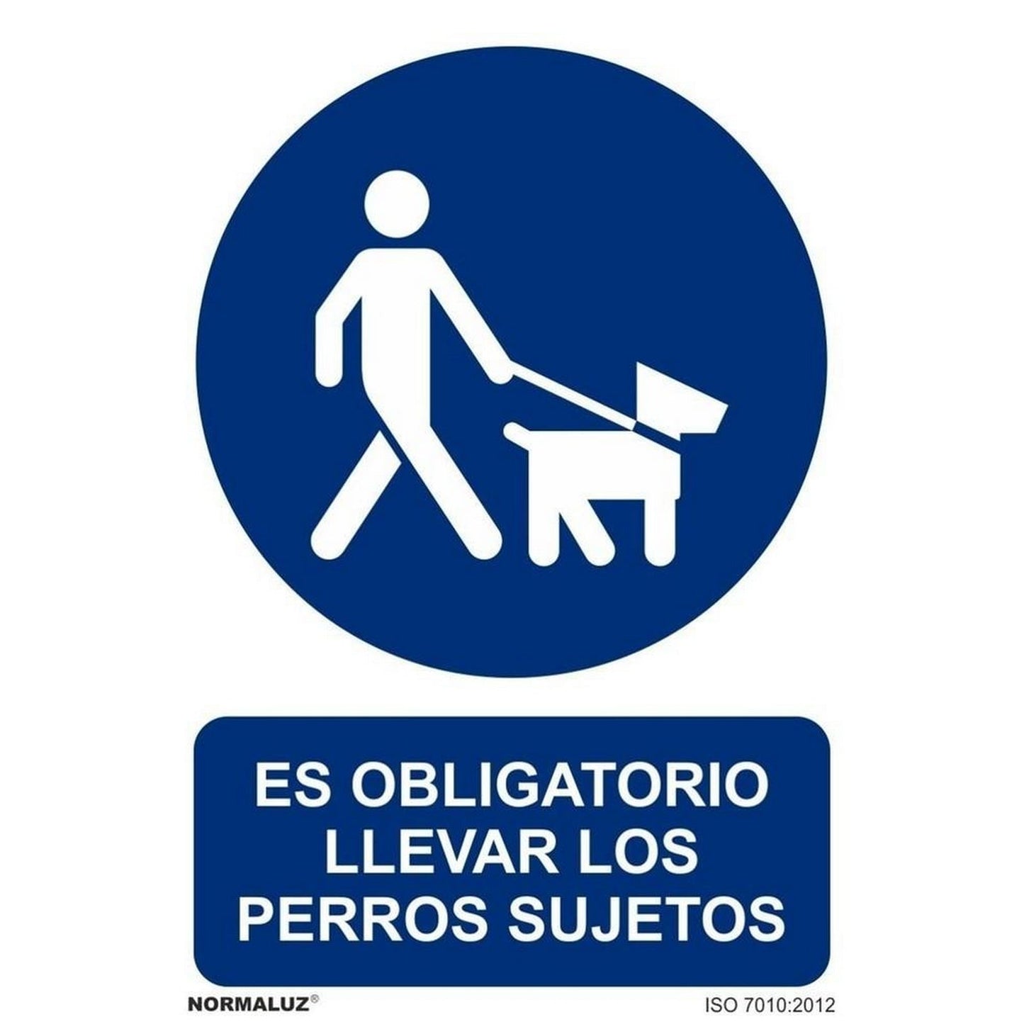 RD20655 - Señal Adhesiva Es Obligatorio Llevar Los Perros Sujetos  Adhesivo de Vinilo 20x30 cm con CTE, RIPCI