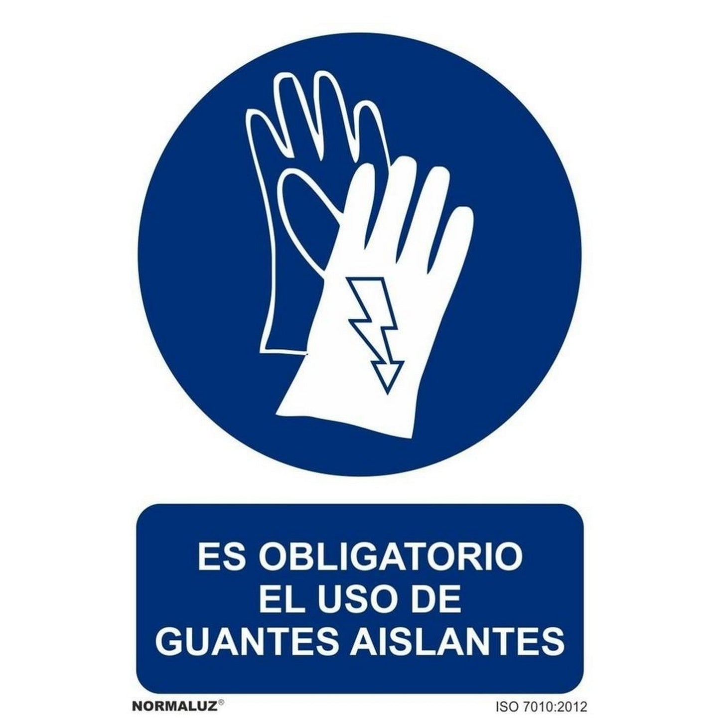 RD20004 - Señal Es Obligatorio El Uso De Guantes Aislantes  PVC Glasspack 0.7mm 21x30 cm con CTE, RIPCI