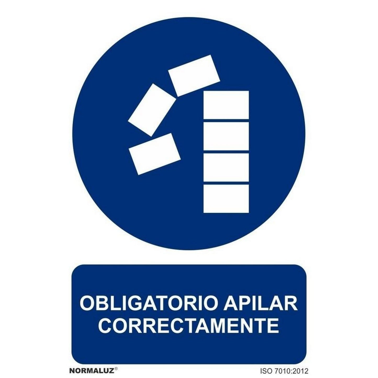 RD26633 - Señal Adhesiva Obligatorio  Apilar Correctamente  Adhesivo de Vinilo 10x15 cm con CTE, RIPCI