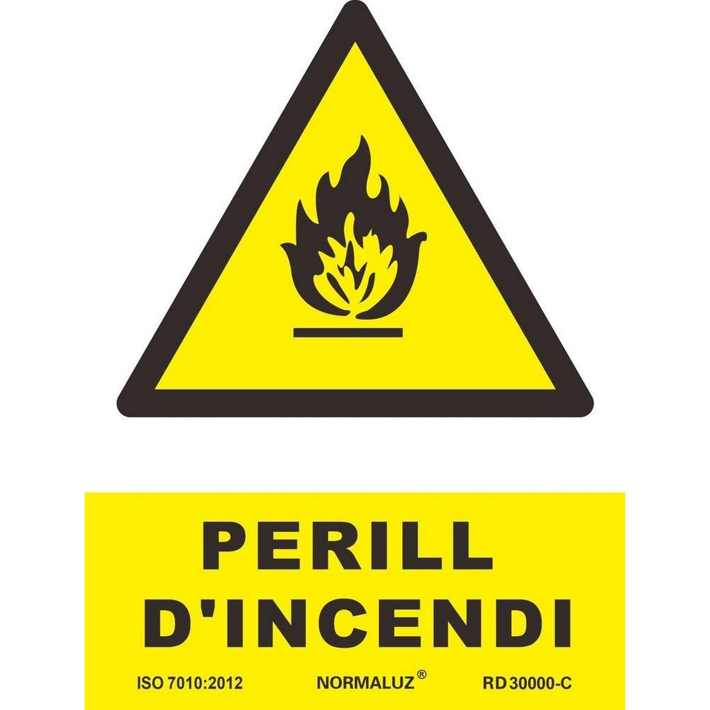 RD30000-C - Senyal Perill D´Incendi PVC Glasspack 0.7mm 21x30cm con CTE, RIPCI