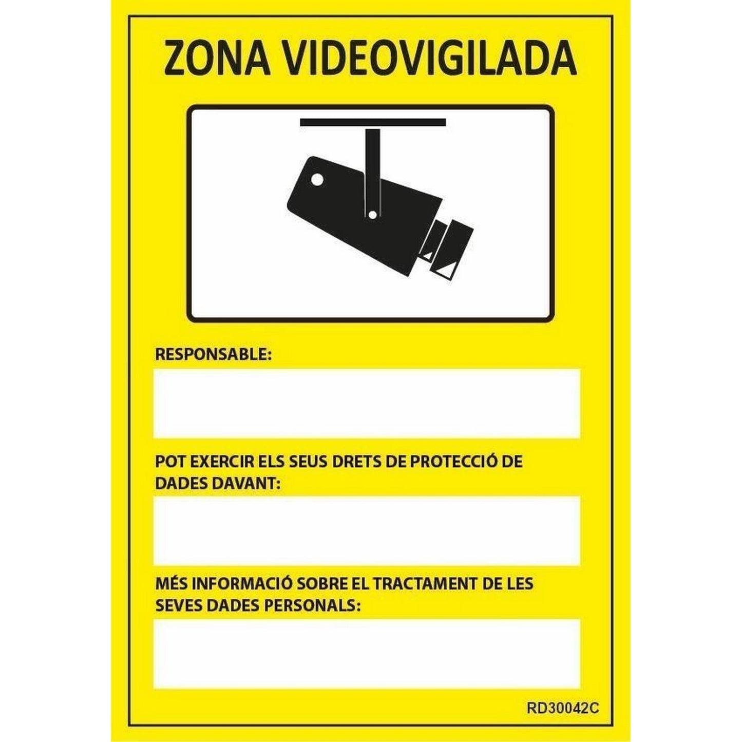 RD30042-C - Senyal Zona Videovigilada  PVC Glasspack 0.7mm 21x30cm con CTE, RIPCI