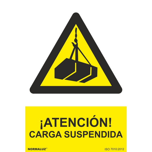 RD30005 - Señal ¡Atención! Carga Suspendida PVC Glasspack 0.7mm 21x30 cm con CTE, RIPCI