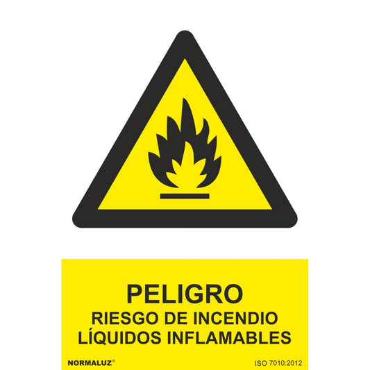 RD31018 - Señal Peligro Riesgo De Incendio Líquidos Inflamables PVC Glasspack 0.7mm 30x40 cm  con CTE, RIPCI