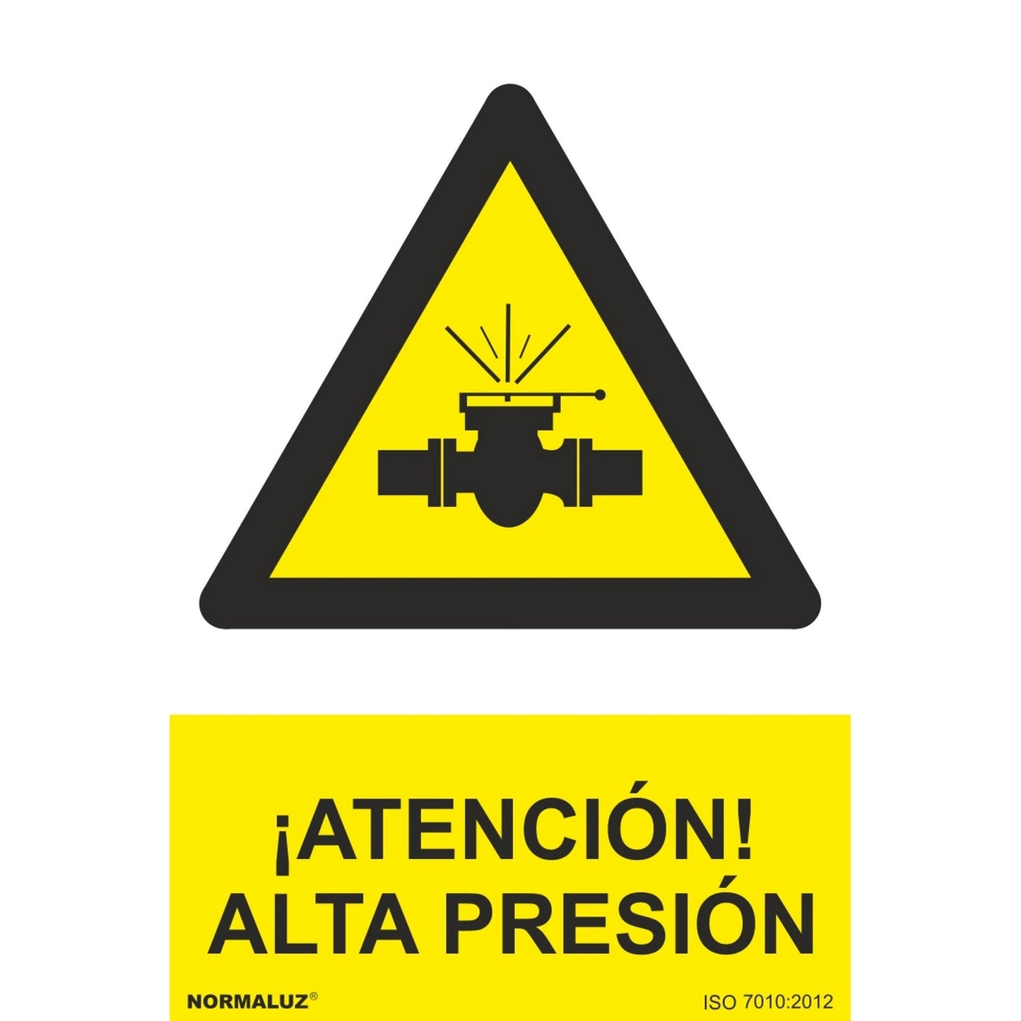 RD31039 - Señal ¡Atención! Alta Presión PVC Glasspack 0.7mm 30x40 cm  con CTE, RIPCI