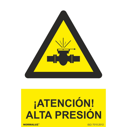 RD30039 - Señal ¡Atención! Alta Presión PVC Glasspack 0.7mm 21x30 cm con CTE, RIPCI