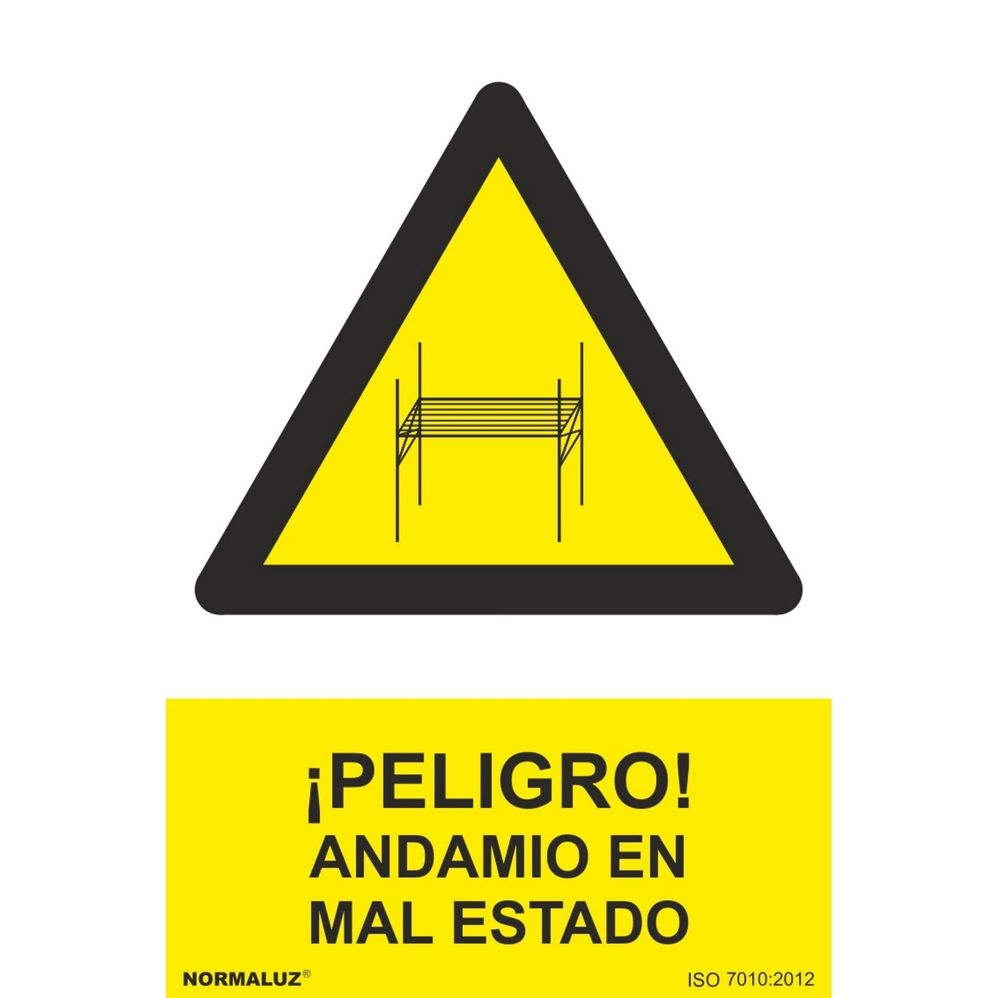 RD31046 - Señal ¡Peligro! Andamios En Mal Estado PVC Glasspack 0.7mm 30x40 cm  con CTE, RIPCI