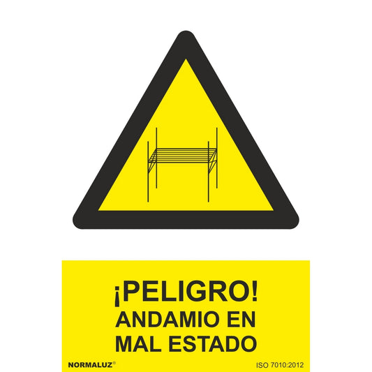 RD31046 - Señal ¡Peligro! Andamios En Mal Estado PVC Glasspack 0.7mm 30x40 cm  con CTE, RIPCI