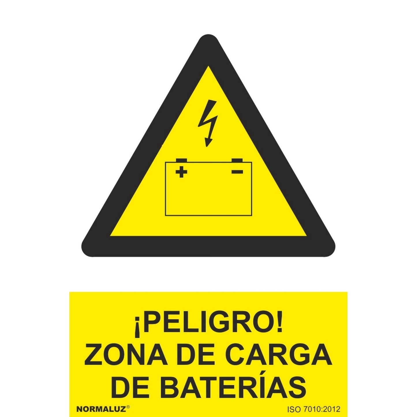 RD31075 - Señal ¡Peligro! Zona De Carga De Baterías  PVC Glasspack 0.7mm 30x40 cm  con CTE, RIPCI