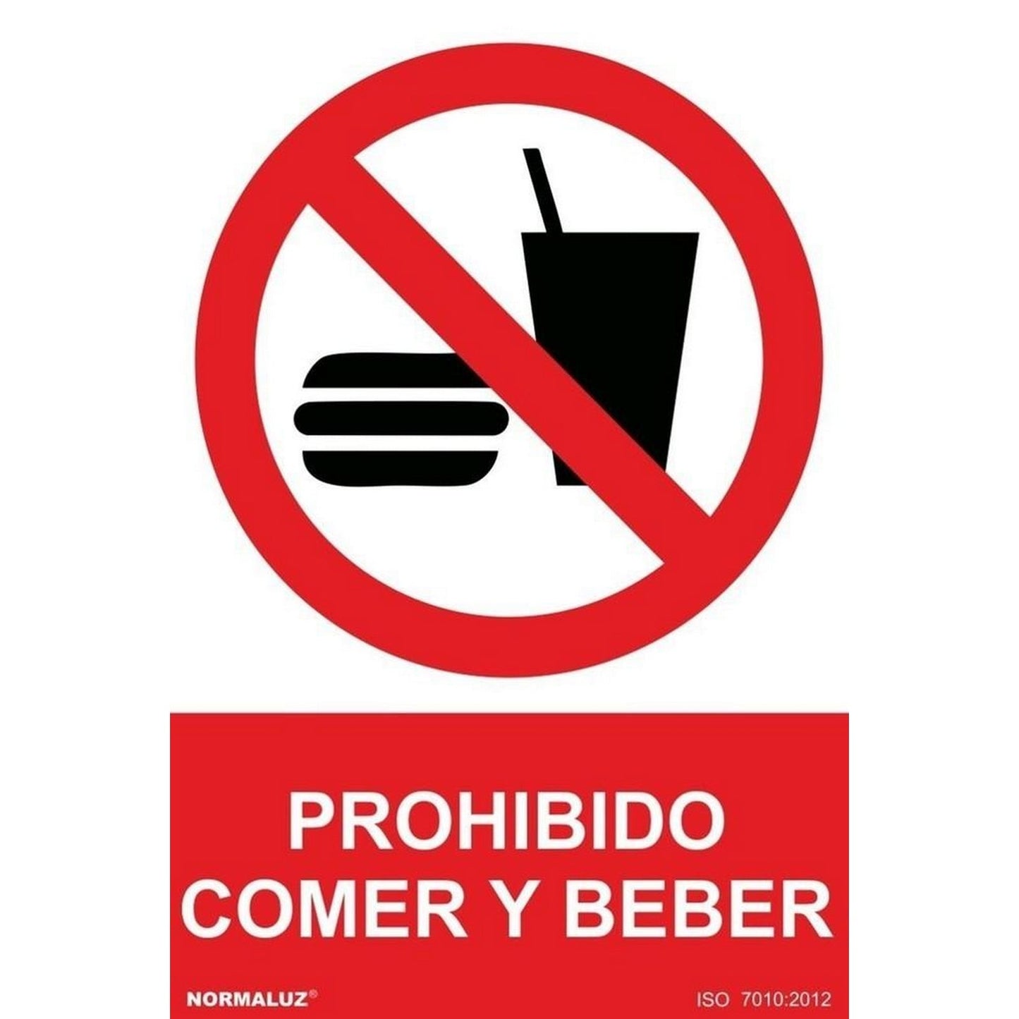 RD46612 - Señal Adhesiva Prohibido Comer Y Beber Adhesivo de Vinilo 10x15 cm con CTE, RIPCI