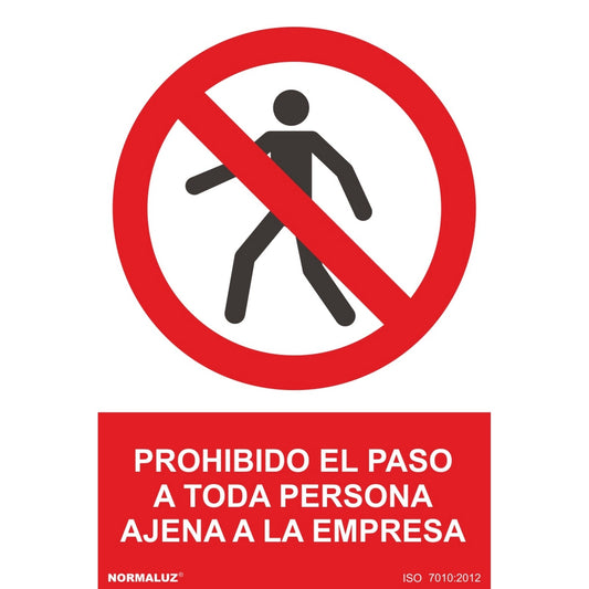 RD41919 - Señal Prohibido El Paso A Toda Persona Ajena  A La Empresa  Aluminio 0.5mm 30x40 cm con CTE, RIPCI