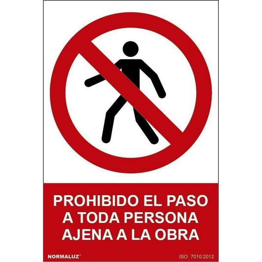 RD40923 - Señal Prohibido El Paso A Toda Persona Ajena  A La Obra Aluminio 0.5mm 21x30 cm con CTE, RIPCI