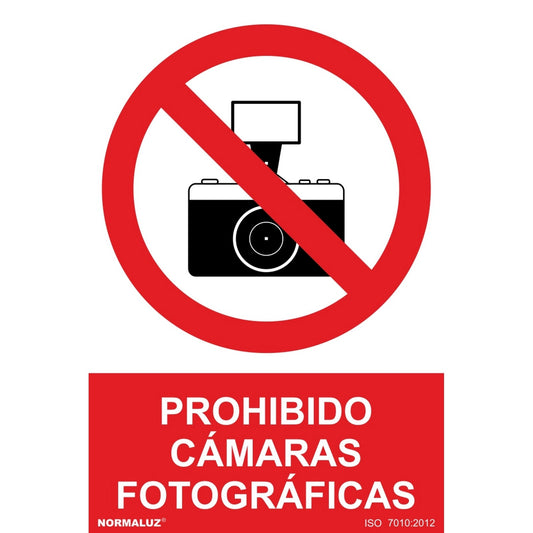 RD40635 - Señal Adhesiva Prohibido Camaras Fotograficas  Adhesivo de Vinilo 20x30 cm  con CTE, RIPCI