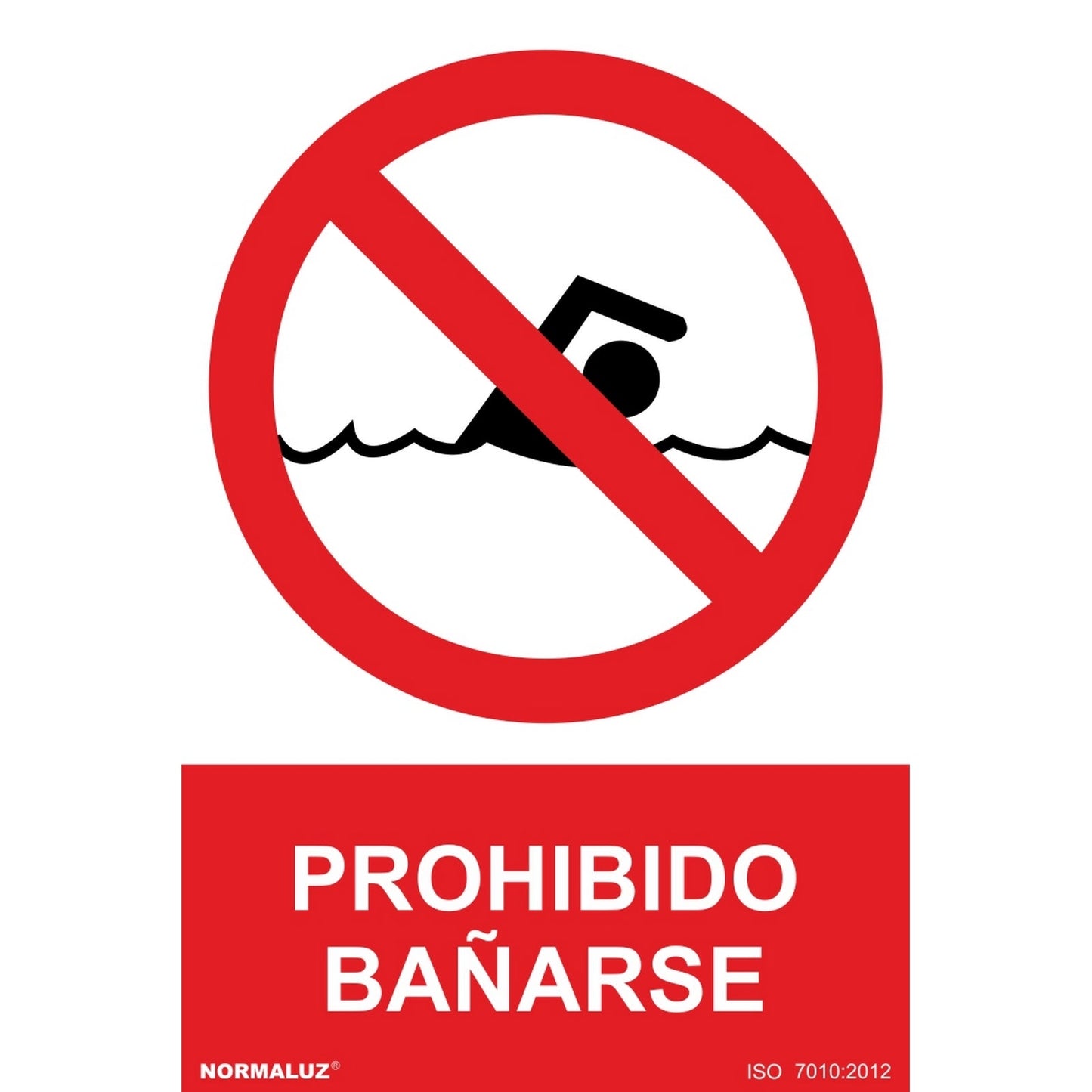 RD40037 - Señal Prohibido Bañarse  PVC Glasspack 0.7mm 21x30 cm con CTE, RIPCI