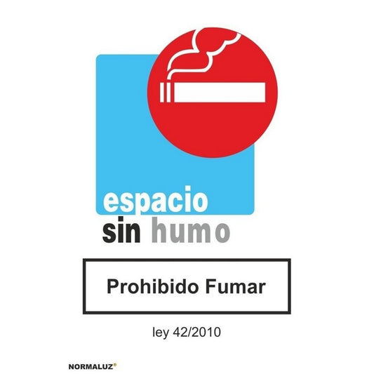 RD40052 - Señal Espacio Sin Humo Prohibido Fumar PVC Glasspack 0.7mm 21x30 cm con CTE, RIPCI