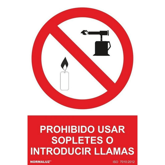 RD40053 - Señal Prohibido Usar Sopletes o Introducir Llamas PVC Glasspack 0.7mm 21x30 cm con CTE, RIPCI