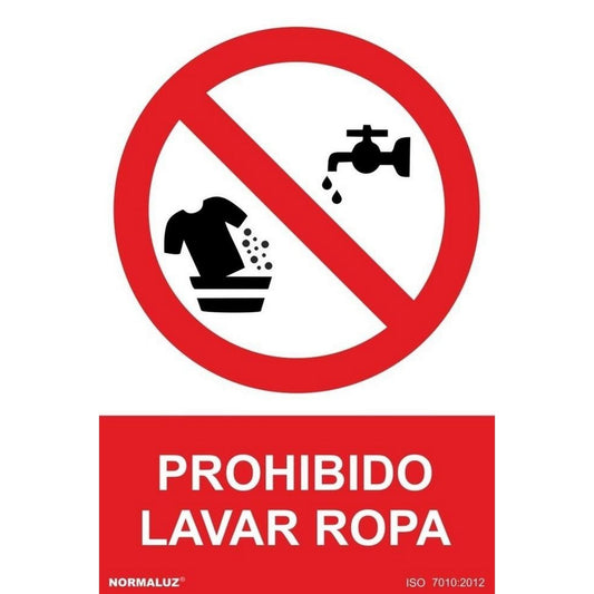 RD40057 - Señal Prohibido Lavar Ropa  PVC Glasspack 0.7mm 21x30 cm con CTE, RIPCI