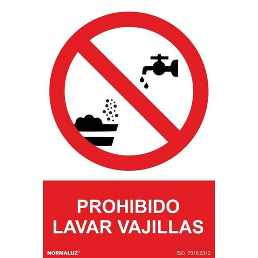 RD40058 - Señal Prohibido lavar Vajillas PVC Glasspack 0.7mm 21x30 cm con CTE, RIPCI