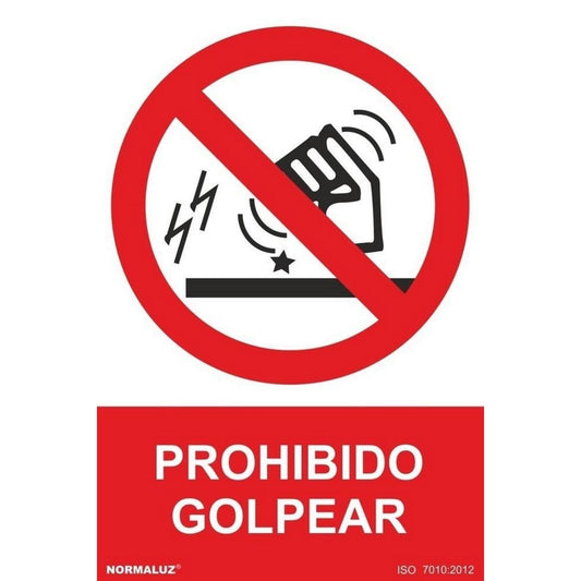 RD40062 - Señal Prohibido Golpear PVC Glasspack 0.7mm 21x30 cm con CTE, RIPCI