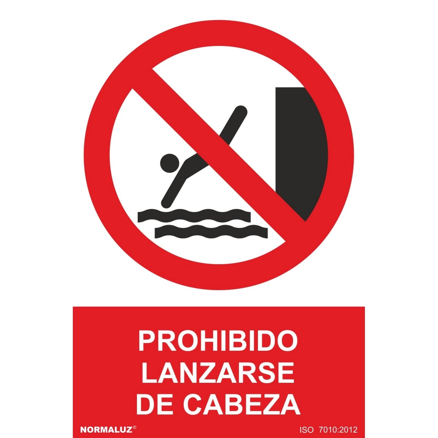 RD40968 - Señal Prohibido Lanzarse De Cabeza  Aluminio 0.5mm 21x30 cm con CTE, RIPCI