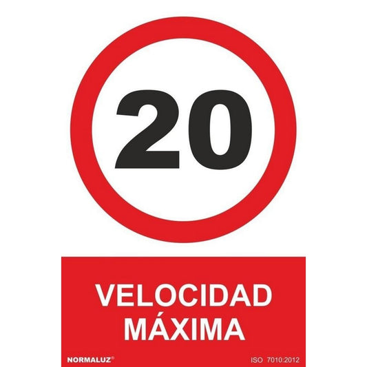 RD40659 - Señal Adhesiva Velocidad Máxima 20 Adhesivo de Vinilo 20x30 cm  con CTE, RIPCI