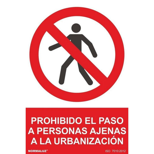 RD46676 - Señal Adhesiva Prohibido El Paso A Personas Ajenas A La Urbanización  Adhesivo de Vinilo 10x15 cm con CTE, RIPCI