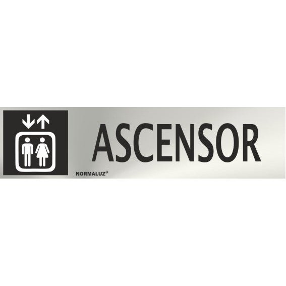 RD707013 - Señal Adhesiva Ascensor Acero inoxidable Adhesivo 0.8mm 5x20 cm con CTE, RIPCI