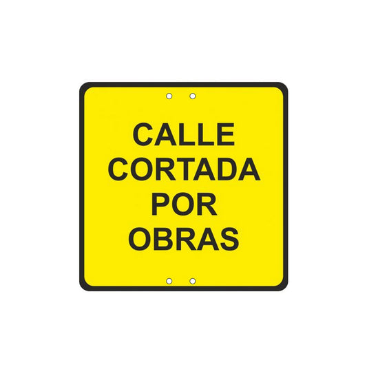 PRIME JJ SV-012 -  Señal Metálica Calle cortada por obras 50x50 cm