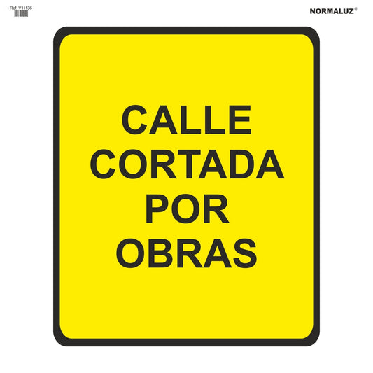 V11136 - Señal Vial de Tela Calle Cortada Por Obras  Bolsa Textil 70 x 70 cm con CTE, RIPCI